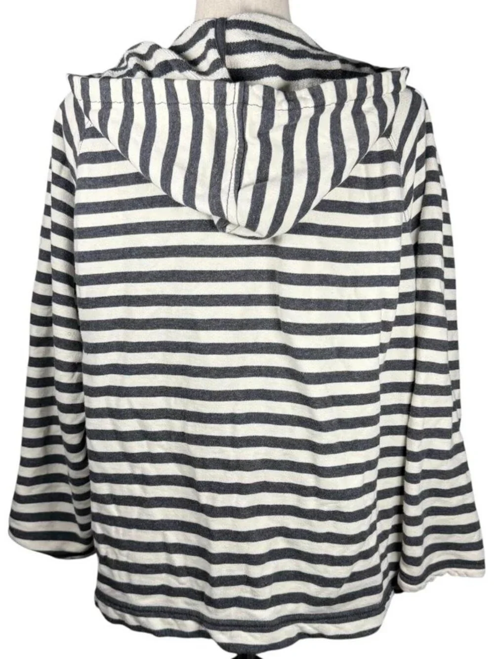 Liz Claiborne Boxy Gray and White Striped Hoodie - Picture 5 of 7